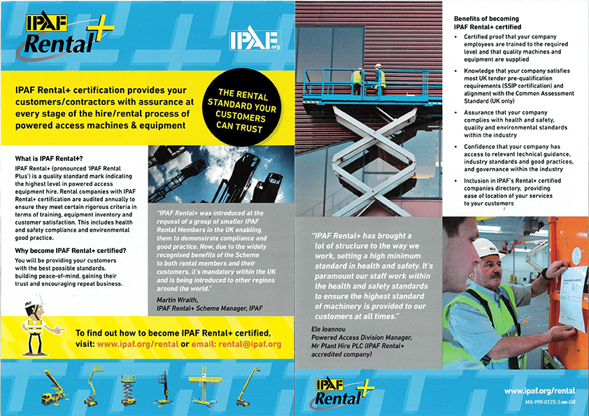 IPAF Rental+ flyer